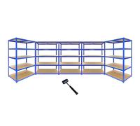 MonsterShop 5 Monster Racking T-Rax Heavy Duty Shelves Industrial Garage Storage Solutions, 280Kg/shelf, 120Cm X 60Cm X 180Cm
