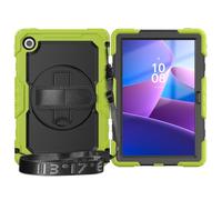Heavy Duty Shockproof Case Compatible with Lenovo Tab 10.1'' TB-311FU / TB-311XU 2025 Kids Case,Rugged Dropproof Protective Cover W Screen Protector+Rotating Stand+Handle+Strap (Green)