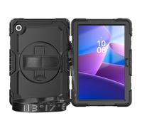 Heavy Duty Shockproof Case Compatible with Lenovo Tab 10.1'' TB-311FU / TB-311XU 2025 Kids Case,Rugged Dropproof Protective Cover W Screen Protector+Rotating Stand+Handle+Strap (Black)