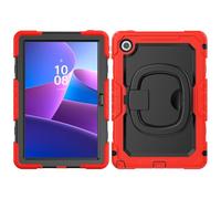 Heavy Duty Shockproof Case Compatible with Lenovo Tab 10.1(TB-311XU) /K10C TB311FU 2025,3-Layer Hybrid Full-Body Shockproof Cover, W 360° Rotatable Handle Bracket+Shoulder Strap (Red)