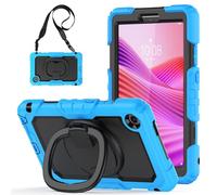 Heavy Duty Shockproof Case Compatible with Lenovo Tab One 8.7 inch/K9 TB305FU 2025,3-Layer Hybrid Full-Body Shockproof Cover, W 360° Rotatable Handle Bracket+Shoulder Strap (Light Blue)