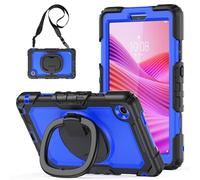 Heavy Duty Shockproof Case Compatible with Lenovo Tab One 8.7 inch/K9 TB305FU 2025,3-Layer Hybrid Full-Body Shockproof Cover, W 360° Rotatable Handle Bracket+Shoulder Strap (Blue PC)