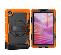 Heavy Duty Shockproof Case Compatible with Lenovo Tab One 8.7 inch/K9 TB305FU 2025 Kids Case,Rugged Dropproof Protective Cover W Screen Protector+Rotating Stand+Handle+Strap (Orange)