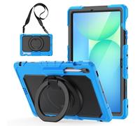Heavy Duty Shockproof Case Compatible with Samsung Galaxy Tab S10 FE Plus 13.1" 2025,3-Layer Hybrid Full-Body Shockproof Cover, W 360° Rotatable Handle Bracket+Shoulder Strap (Light Blue)