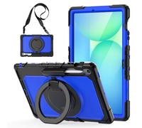 Heavy Duty Shockproof Case Compatible with Samsung Galaxy Tab S10 FE Plus 13.1" 2025,3-Layer Hybrid Full-Body Shockproof Cover, W 360° Rotatable Handle Bracket+Shoulder Strap (Blue PC)