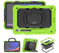 Heavy Duty Shockproof Case for Samsung Galaxy Tab S10 Lite 10.9 inch SM-X400/X406B 2025,3-Layer Hybrid Full-Body Shockproof Cover, W 360° Rotatable Handle Bracket+Shoulder Strap (Green)