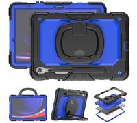 Heavy Duty Shockproof Case for Samsung Galaxy Tab S10 Lite 10.9 inch SM-X400/X406B 2025,3-Layer Hybrid Full-Body Shockproof Cover, W 360° Rotatable Handle Bracket+Shoulder Strap (Blue PC)