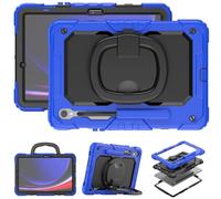 Heavy Duty Shockproof Case for Samsung Galaxy Tab S10 Lite 10.9 inch SM-X400/X406B 2025,3-Layer Hybrid Full-Body Shockproof Cover, W 360° Rotatable Handle Bracket+Shoulder Strap (Blue)