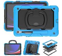 Heavy Duty Shockproof Case for Samsung Galaxy Tab S10 Lite 10.9 inch SM-X400/X406B 2025,3-Layer Hybrid Full-Body Shockproof Cover, W 360° Rotatable Handle Bracket+Shoulder Strap (L Blue)
