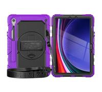 Heavy Duty Shockproof Case for Samsung Galaxy Tab S10 Lite 10.9 inch SM-X400/X406B 2025 Kids Case,Rugged Dropproof Protective Cover W Screen Protector+Rotating Stand+Handle+Strap (Purple)