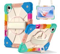 Heavy Duty Shockproof Kids Case for Huawei Matepad 11.5s 2025/2024,3 Layer Protective Case W 360 ° Rotating Handle Stand + Shoulder Strap (Colorful Blue)