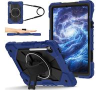 Heavy Duty Shockproof Kids Case for Samsung Galaxy Tab S10 FE/S10 10.9" SM-X520/X526B/X528U (2025),3 Layer Protective Case W 360 ° Rotating Handle Stand + Shoulder Strap (Blue)