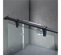 Heavy Duty Shower Door Fixed Panel Support Rod Adjustable Wall Bracket for 5/16"-1/2" Thick Glass 19.6"-39.3" Lengths Black - Durable Partition Arm Kit