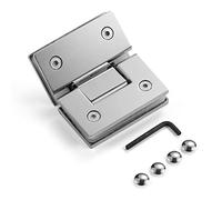 Heavy Duty Shower Glass Door Hinge,Solid One-Piece Precision Cast with 5mm Thick 304 Stainless Steel,for 5/16"-1/2" (8mm-12mm) Thick Frameless Bathroom Doors,Glass to Glass Mount,1 pc,Polished Chrome