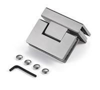 Heavy Duty Shower Glass Door Hinge,Solid One-Piece Precision Cast with 5mm Thick 304 Stainless Steel,for 5/16"-1/2" (8mm-12mm) Thick Frameless Bathroom Doors,Glass to Glass Mount,1 pc,Brushed Nickel