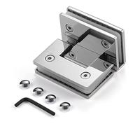 Heavy Duty Shower Glass Door Hinge,Solid One-Piece Precision Cast with 5mm Thick 304 Stainless Steel,for 5/16"-1/2" (8mm-12mm) Thick Frameless Bathroom Doors,Glass to Glass Mount,1 pc,Polished Chrome