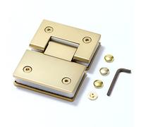 Heavy Duty Shower Glass Door Hinge,Solid One-Piece Precision Cast with 5mm Thick 304 Stainless Steel,for 5/16"-1/2" (8mm-12mm) Thick Frameless Bathroom Doors,Glass to Glass Mount,1 pc,Glazed Gold