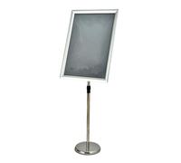Heavy Duty Sign Holder Poster Stand, Adjustable Menu Display Stand Floor Standing Sign Holder with Base, Menu, Ads, Sales, Notice, Signage Display Stand A2 Silver Right-angle style