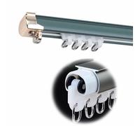 Heavy Duty Silent Curtain Rail 1-4m Aluminium Wall-Mounted Curtain Rod with Accessories Ideal for Room Dividers & Bedrooms Green Finish (6.89ft/2.10m)