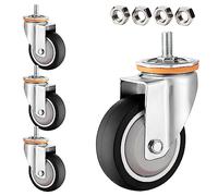Heavy Duty Silent Swivel Caster Wheels - 4 Pcs 75mm TPR Rubber Castors with 360° Rotation, M10/M12 Thread, Noise-Free for Smooth Mobility and Durability