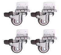 Heavy-Duty Silent TPE Caster Wheels Set of 4 1" 1.25" 1.5" 2" Swivel Casters with Impact Absorption and L-Shaped Plate Brake for Furniture Mobility.