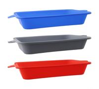Heavy Duty Silicone Grease Tray Liners for Outdoor BBQ - Dishwasher Safe Drip Pans Replacement Kit 8.62x6x1.57 Inch 3 Pack