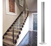 Heavy Duty Silver Balcony Railing Posts & Bracket Clamps Sturdy Square Deck Railings for Stairs Steps Corridors Glass Panels 10 12Mm Durable Safety Cl(85Cm-Corner Post)