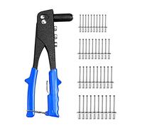 Heavy Duty Single Hand Manual Riveter Rivet Kit with 4 Interchangeable Heads and 40 PCS Rivets for Metal Automotive Railway