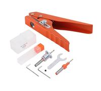 Heavy Duty Single Hole Punch 10mm Handheld Edge Banding Punching Pliers Tool for PVC Cards Paper Veneer Plated Hardened Perforation with Graduated Guide