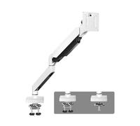 Heavy Duty Single Monitor Arm Desk Mount for 17-49" Screens - Fully Adjustable VESA Compatible 75/100mm, White, Ergonomic Support, Space-Saving Design