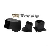 Heavy Duty Slanted Roof Pergola Brackets Wall Mount for 4x4 Inch Wood Posts, Steel 3-Way and Unidirectional Support Kit with Screws for Outdoor Gazebo and Porch Building Black(Right 15° set)