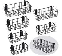 Heavy Duty Slatwall Baskets - 6 Pack Black Multi-Size Storage Organizer for Garage Workshop, Fits Standard Panels