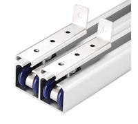 Heavy Duty Sliding Barn Door Hardware Kit - 15.5ft Easy DIY Ceiling & Wall Mount Track Set, Double Bypass Rail for Customization, White Finish, Perfect for Home Decor