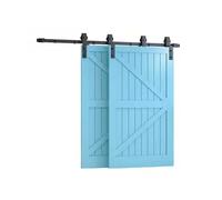 Heavy-Duty Sliding Barn Door Hardware Kit,Featuring Smooth and Quiet Carbon Steel Double-Door Sliding Rails,Suitable for Indoor and Outdoor Track Wall-Mounted Installation(300cm Orbit)