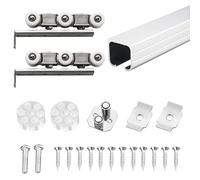 Heavy Duty Sliding Barn Door Hardware Kit, Wall Mount Track System, Easy to Install for Barn or Shower Doors, Fits 24 to 72 Inch Doors, Complete with Rail and Accessories