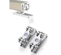 Heavy Duty Sliding Door Roller Kit, Full Metal Hanging Rail Hardware for Wood Glass Doors, Top Mount Silent Sliding Door Rail(Silver,4 Wheel)