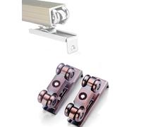 Heavy Duty Sliding Door Roller Kit, Full Metal Hanging Rail Hardware for Wood Glass Doors, Top Mount Silent Sliding Door Rail(Brass,4 Wheel)