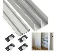 Heavy Duty Sliding Door Set - Double Track Aluminum Rail Kit for 15-18mm Thick Cabinet, Wardrobe, Bathroom Doors - Complete Hardware Included