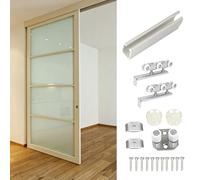 Heavy Duty Sliding Door Track System 14ft Top Mount Barn Door Hardware Kit with Quiet Glide Rails for Easy Installation Ideal for Home Renovation and Space Saving