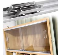 Heavy Duty Sliding Glass Door Roller Replacement Kit - 115in Track with 2 Handles Adjustable Hardware for Display Cabinets and Desk DoorsGlass Panel Track System