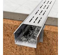 Heavy-Duty Slim Channel Drain Kit, 1m Long Stainless Steel Outdoor Linear Drain Channel for Yard Low Profile/Patio/Driveway, U-Shape with Removable Grate(15x8cm/5.9x3.15in)