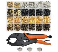Heavy Duty Snap Button Fastener Kit, 100 Sets Press Studs with Adjustable Vice Grip Snap Fastener Tool, DIY Buckle Repair Tool Kit for Replacing Metal Snaps, Boat Covers, Canvas, Sewing, Tarps