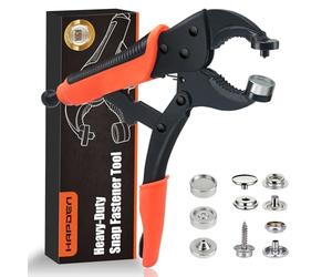 Heavy Duty Snap Fastener Tool Adjustable Vice Grip Snap Setter Tool Includes 40 Sets 15mm Snaps for Boat Cover, Replacing Metal Snaps, Repairing Boat Covers, Canvas, Sewing, Tarps (Orange)