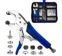 Heavy Duty Snap Fasteners Kit, Snap Fastener Pliers for Metal Snaps Installation on Boat Cover/Canvas/Carpet/Leather, Snap Fastener Tool with Screw Snap& Stainless Steel 15mm Marine (Blue)