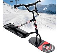 Heavy-Duty Snow Racer Sled, Adults Snow Skateboard/SnowSled with 360° Rotation, Triple Reinforced Frame, Easy Turning Steering Wheel, Professional Snowmobile, for Rough Terrain(Black)