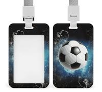 Heavy Duty Soccer Sport Badge Holder Waterproof Vertical Id Card Holder with Breakaway Lanyard Clear Window Name Tag Holders Gift for Nurse Doctor Teacher Office Women Men