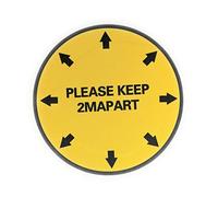 Heavy-Duty Social Distancing Floor Stickers - Large Circular Safety Signs with Strong Adhesive - Clear Aesthetic Matt Finish - Durable Tear Resistant Vinyl - Diameter 22cm