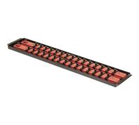 Heavy Duty Socket Organizer with Tray - Ernst Manufacturing 19-Inch Socket Boss 2-Row, 1/4-Inch-Drive Twist Lock Socket Holder, SAE, Metric, Red (8452) - Automotive Industry - Made in USA