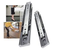 Heavy Duty Soft Close Drawer Runners 300/550/800mm Telescopic Slide Rails 3 Sections Side Mount Ball Bearing Cabinet Drawer Slides & Repair Kit