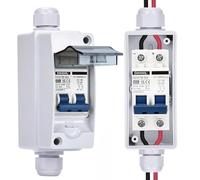 Heavy-Duty Solar PV Disconnect Switch - 12V to 240V DC, IP65 Rated Waterproof Breaker Box, 40A/63A Battery Isolator with ABS Enclosure for Solar Systems - DIN Rail Compatible